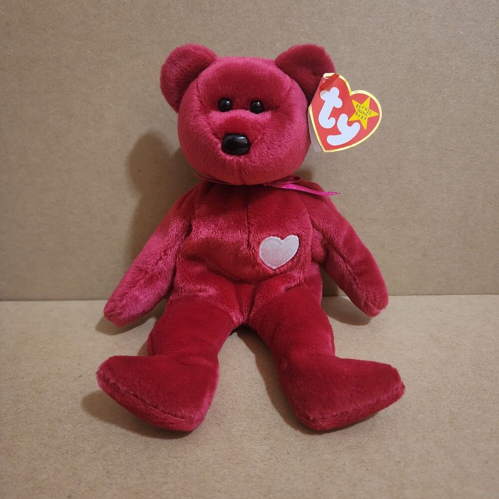 1998 TY Beanie Baby Valentina 5th Gen Hang Tag P.E. Pellets Magenta Red China
